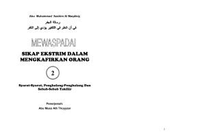 Abu Muhammad 'Ashim al-Maqdisy - Mewaspadai Sikap Ekstrim dalam Mengkafirkan [Bag 2].pdf